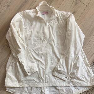 Discount Divas White Quarter-Zip Poncho Pullover White